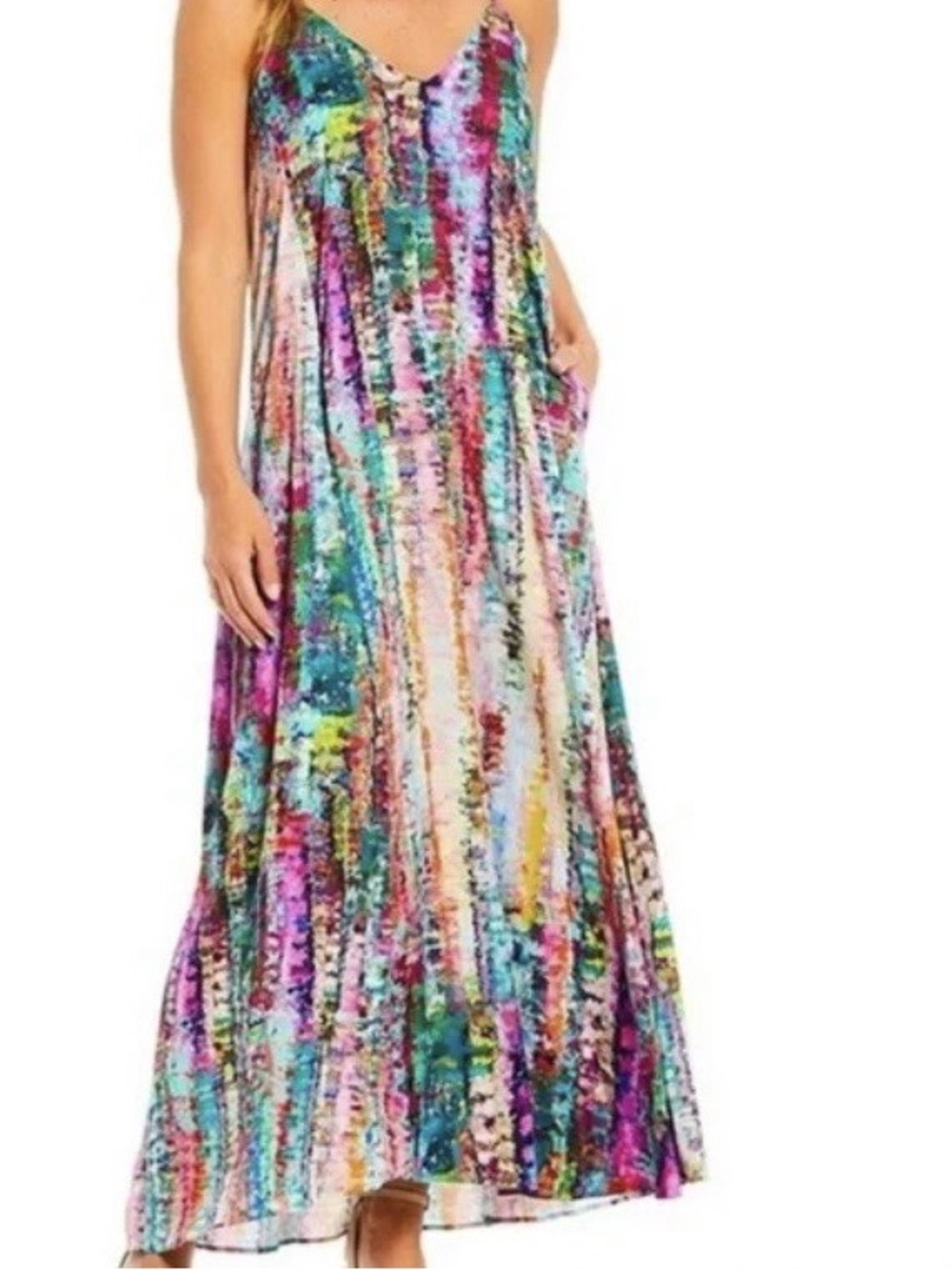 NICHOLE MILLER Multi-Color Printed Maxi Dress - SPAGHETTI STRAPS